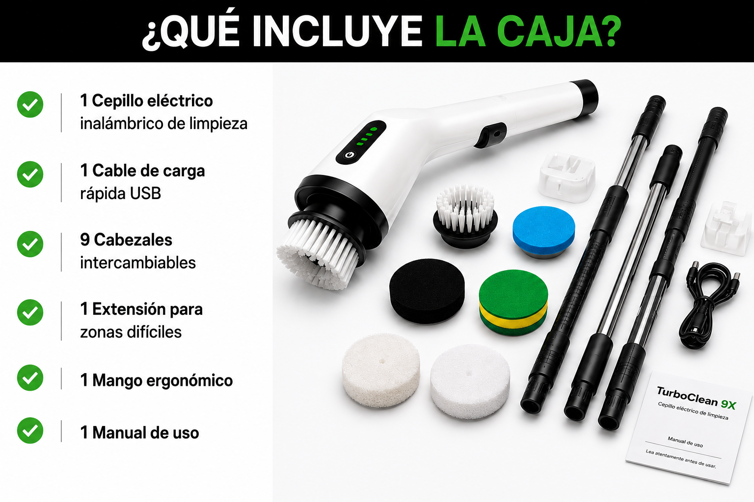 TurboClean 9X - El cepillo eléctrico que limpia más rápido con menos esfuerzo 💪