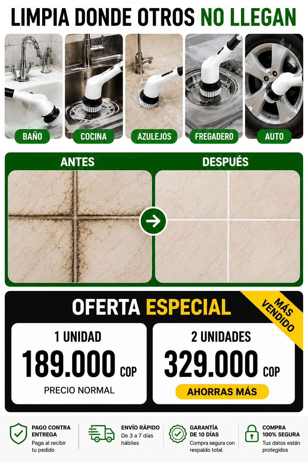 TurboClean 9X - El cepillo eléctrico que limpia más rápido con menos esfuerzo 💪